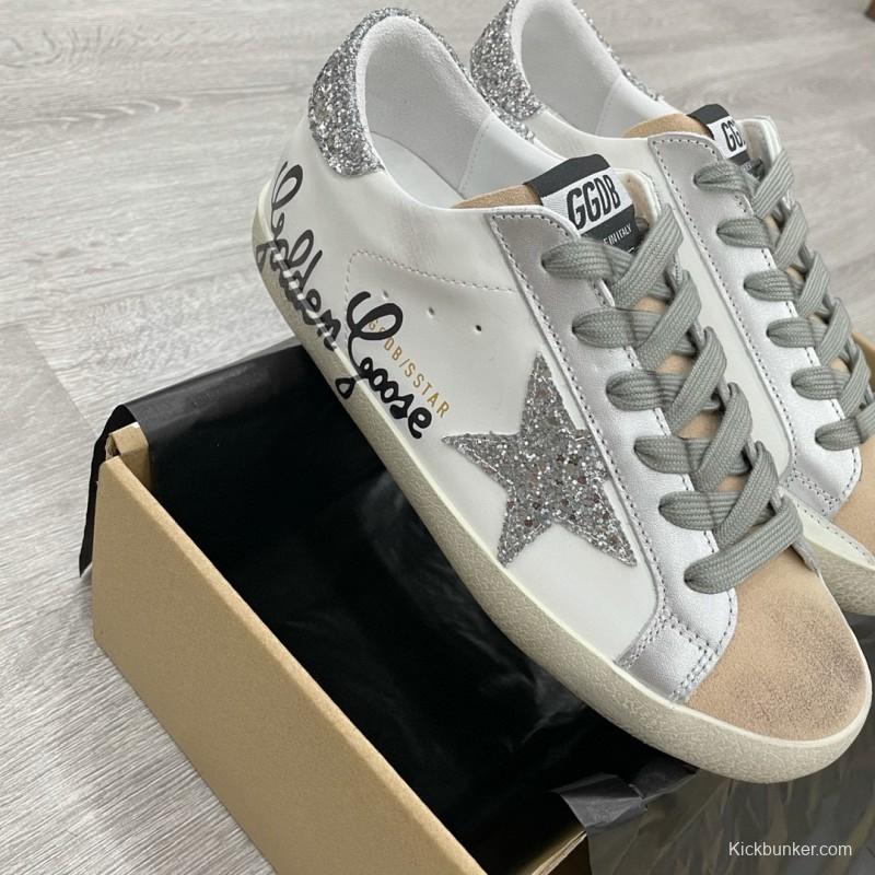 2025 Women GGDB White Silver Leather Suede Sneakers
