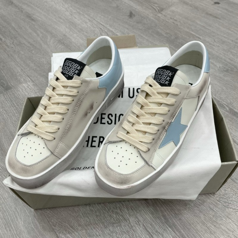 2024 Unisex GGDB White Light Blue Suede Leather Sneakers MJ00260