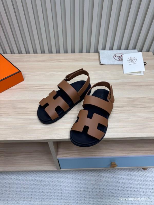 2025 Women Hermès Brown Leather Sandals