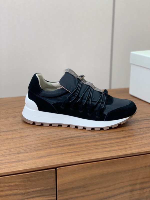2025 Unisex Brunello Cucinelli Black Suede Leather Sneakers LY