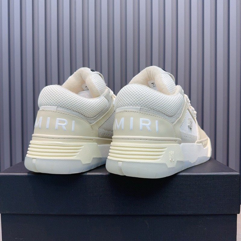 2024 Unisex Amiri White Mesh Leather Sneakers MJ00360