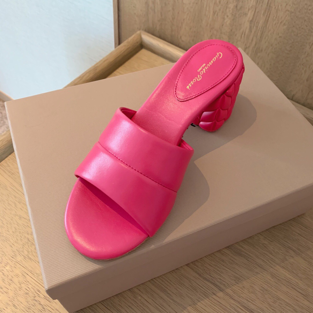 2025 Women Gianvito Rossi Pink Leather Slippers