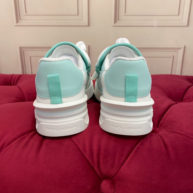 2025 Women Dolce & Gabbana White Mint Leather Mesh Sneakers