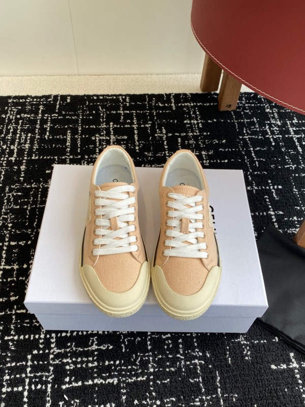 2025 Women Celine Pink Canvas Leather Sneakers