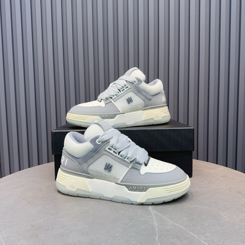 2024 Unisex Amiri Grey White Leather Suede Sneakers MJ00360