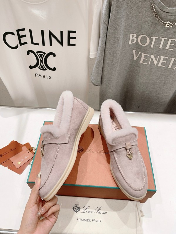 2024 Women LP Beige Suede Shearling Loafer MJ00300
