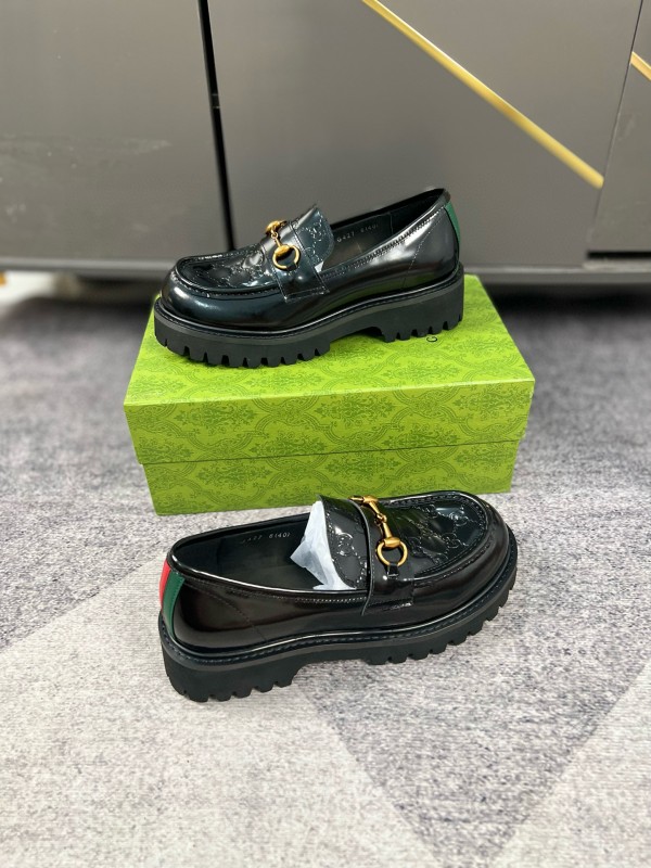 2024 Women Gucci Black Leather Formal Shoes MJ00300