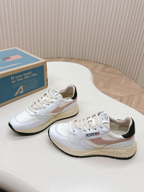 2024 Women Autry White Pink Beige Leather Mesh Casual Sneakers MJ00330