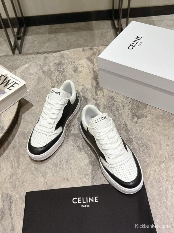 2025 Women Celine Black White Leather Sneaker