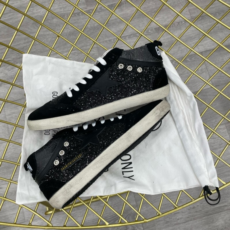 2024 Unisex GGDB Black Suede Glitter High Top Sneakers MJ00300