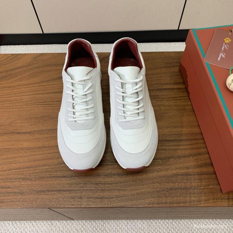 2025 Women Le Parmentier White Suede Leather Casual Sneakers LY