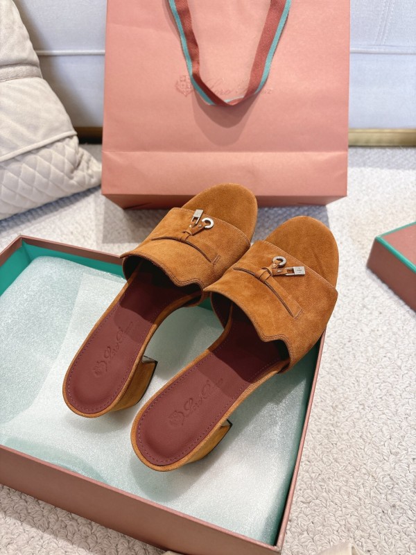 2025 Women LP Brown Suede Heeled Mules