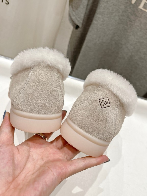 2024 Women LP Beige Suede Loafers Furry Lining MJ00300