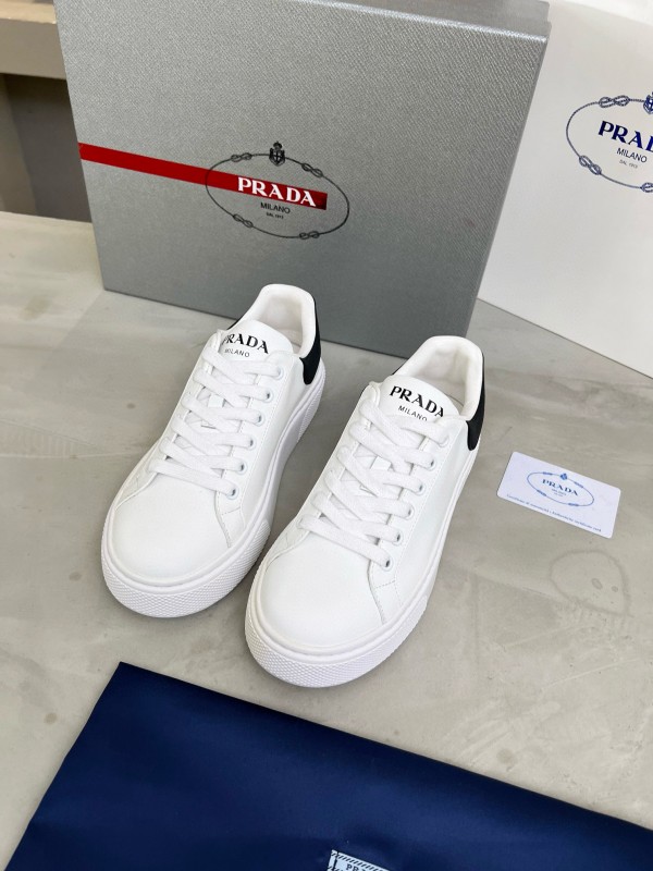 2024 Unisex Prada White Black Leather Sneakers MJ00310