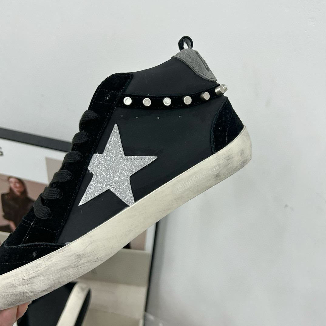 2024 Unisex GGDB Black Silver Suede Leather High Top Sneakers MJ00300