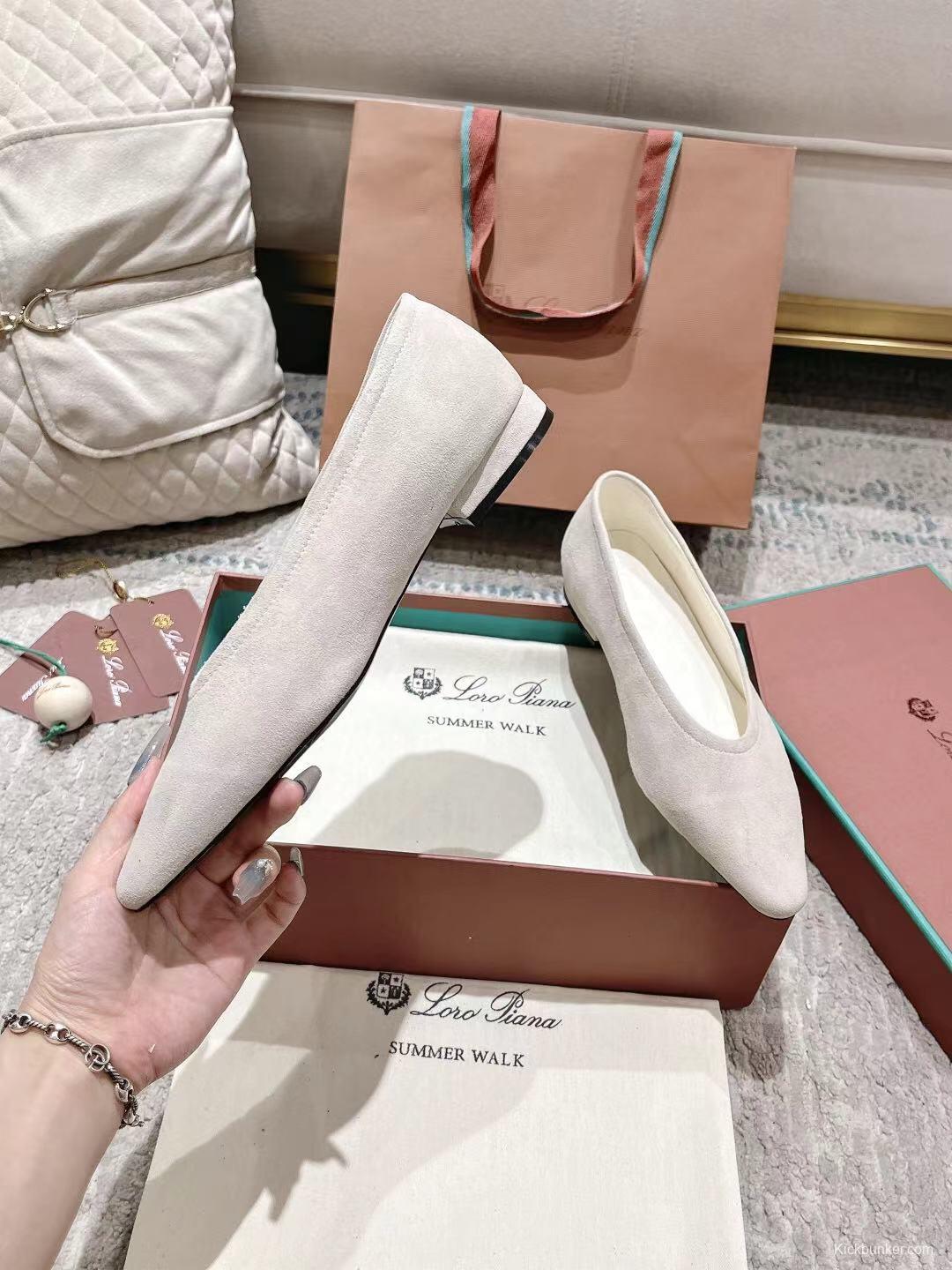 2025 Women LP Beige Suede Ballet Flats LY00320