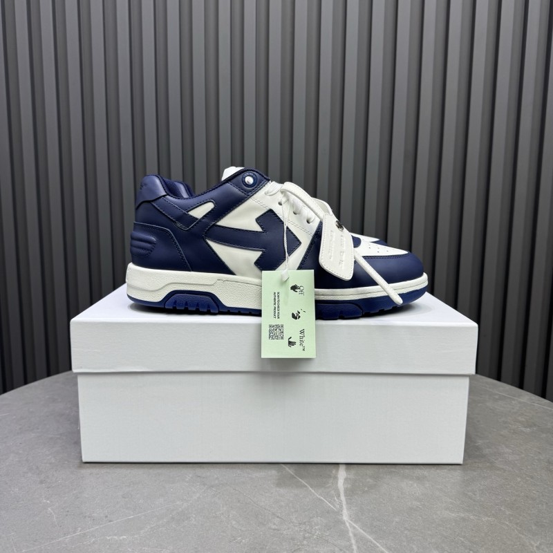 2025 Unisex Off-White Navy White Leather Sneakers MJ00320