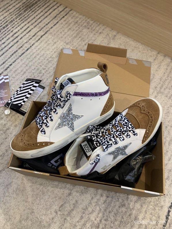 2024 Unisex GGDB White Brown Suede Leather High Top Sneakers MJ00300