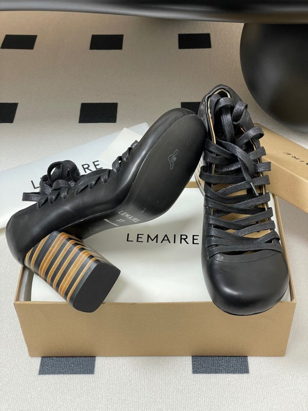 Lemaire 2025 SS Spring Collection Ballet Flats Derby Shoes with Laces Flat Heel and High Heel - KFY00310