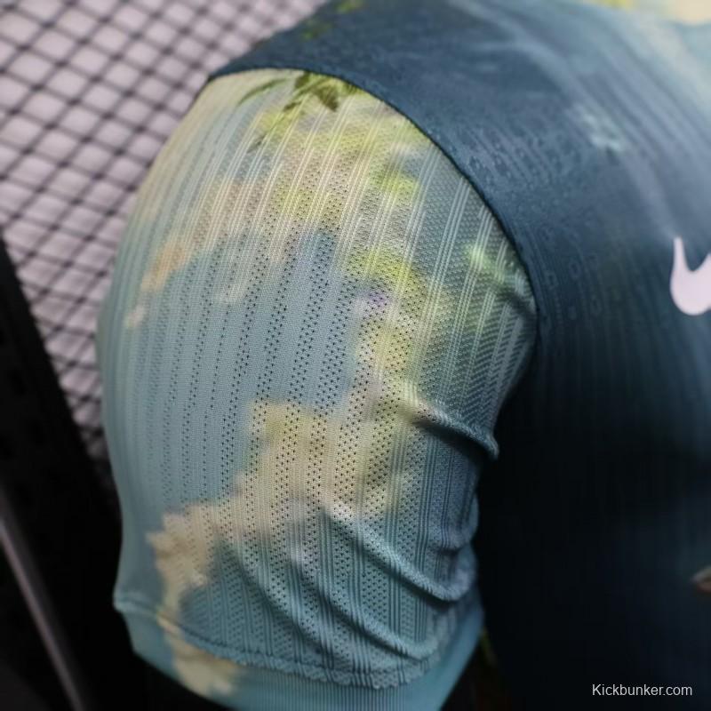 Player Version 2025 Brazil Light Blue with Jesus Christ Religious Artwork Jersey