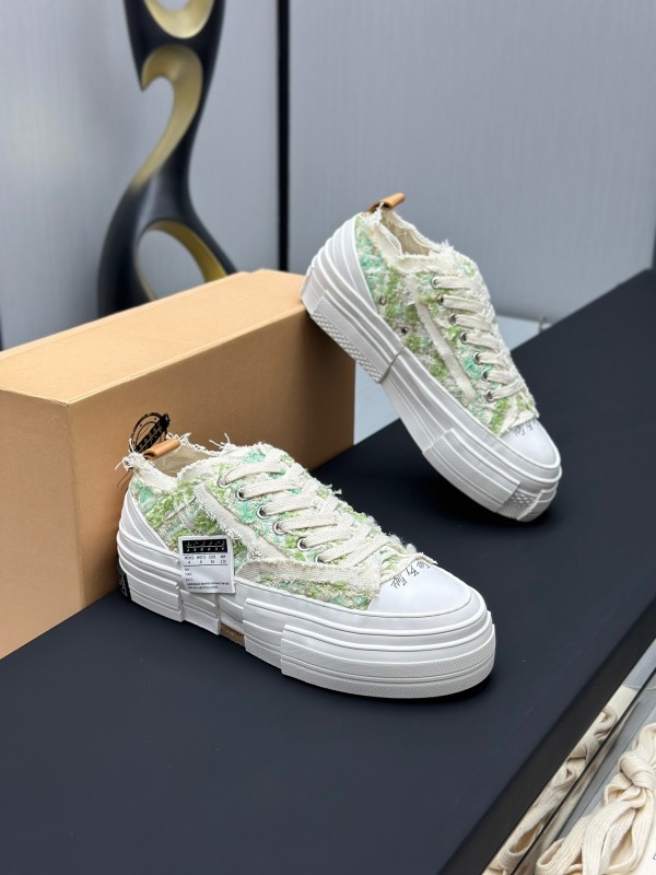 2025 Unisex XVESSEL White Green Canvas Plimsolls Vulcanized AS00260