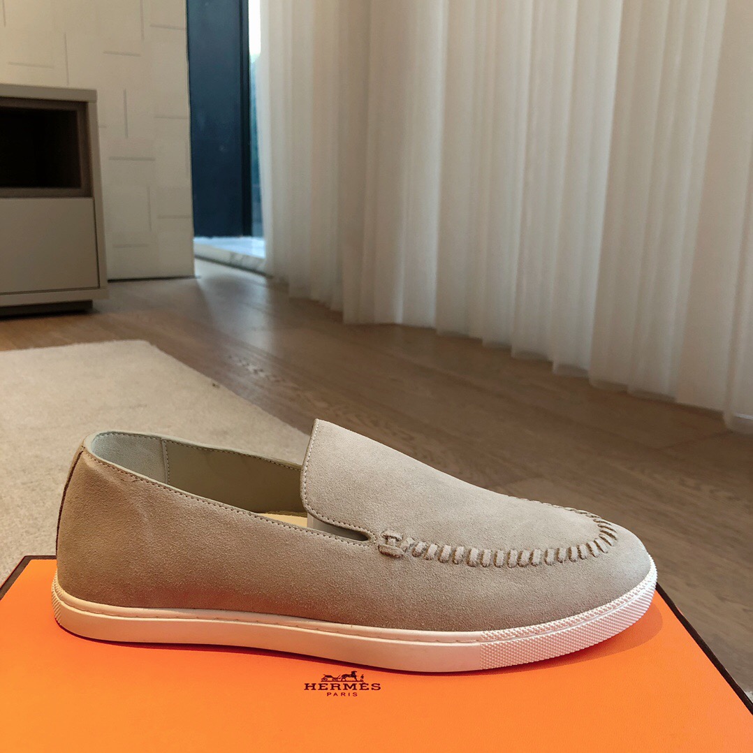 2025 Men Hermès Beige Suede Loafers AS00380