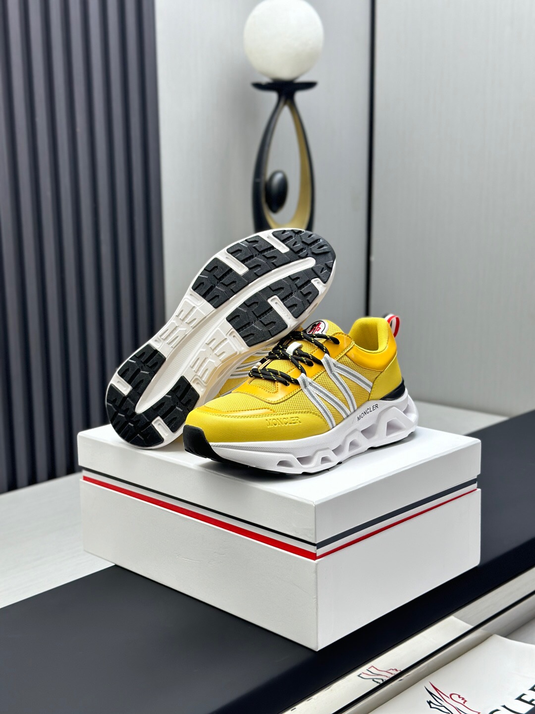 2025 Unisex Moncler Yellow Black White Cordura Gore-Tex Rubber Outdoor Running Shoes AS00390