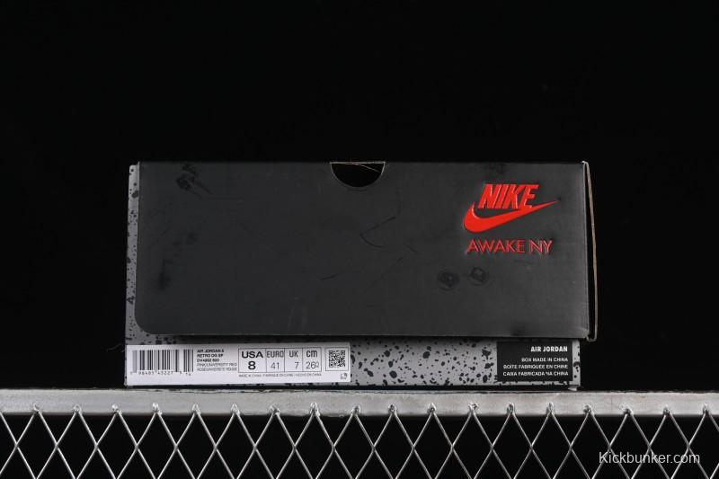 Awake NY Air Jordan 5 Retro Sneakers with Arctic Pink Colorway and Awake NY Logo Mesh - DV4982-600