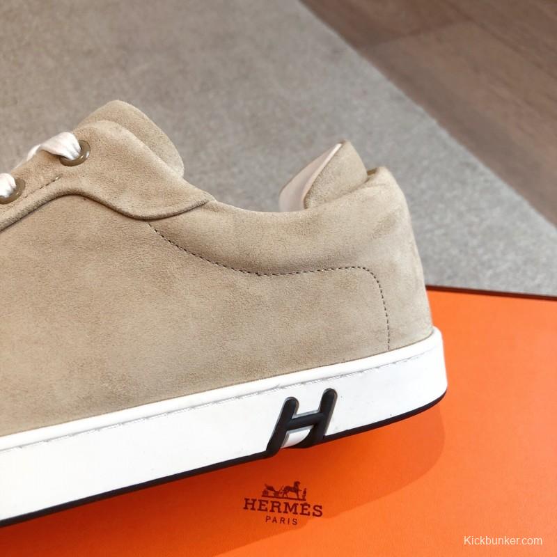 2025 Unisex H Beige White Suede Leather Sneakers AS00380