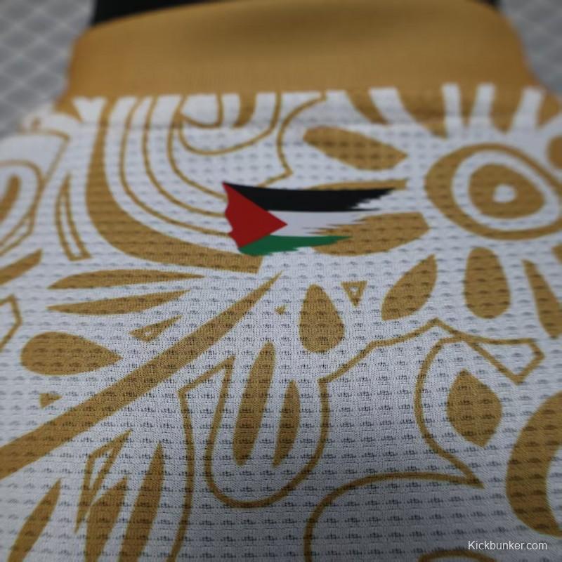 Player Version 25/26 FC Palestine White with Golden Floral Pattern Jersey