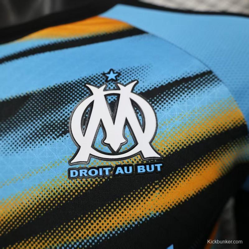 Player Version 25/26 Olympique de Marseille Blue with Orange Gradient Stripe Jersey