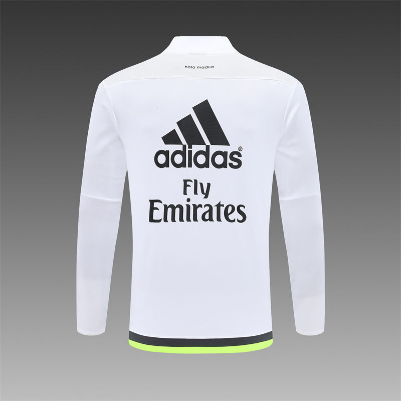 Retro 15/16 Real Madrid White Half Zipper Jacket