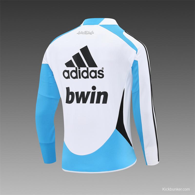 Retro 12/13 Real Madrid White/Blue Half Zipper Jacket