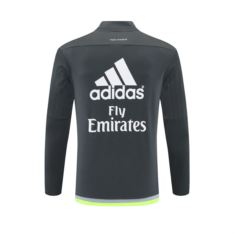 Retro 15/16 Real Madrid Dark Grey Half Zipper Jacket