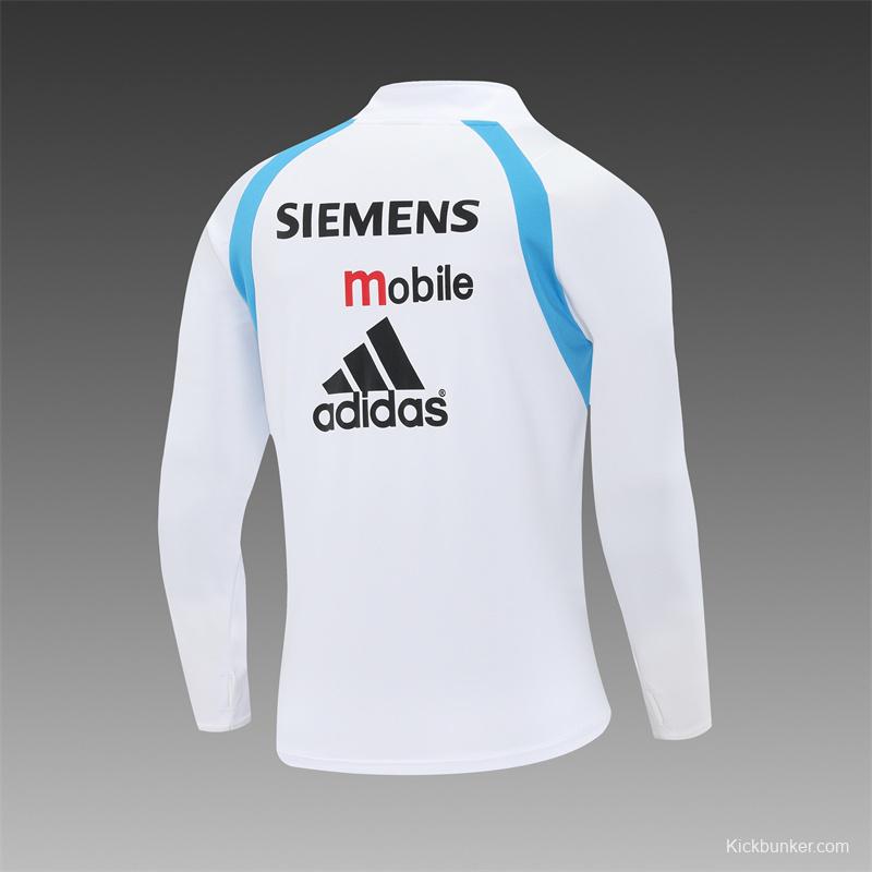 Retro 03/04 Real Madrid White Half Zipper Jacket