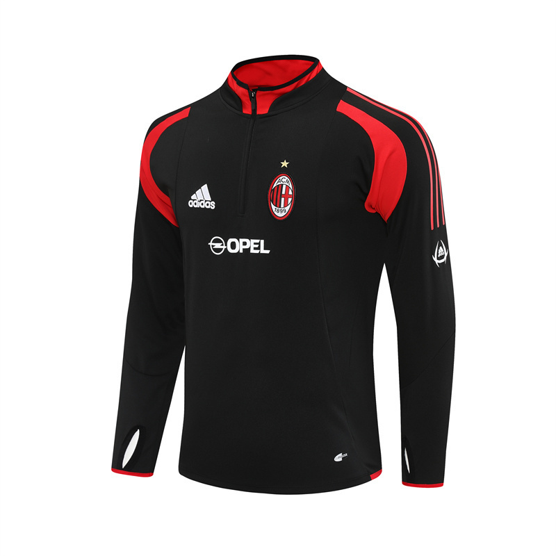Retro 04/05 AC Milan Black Half Zipper Jacket+Long Pants