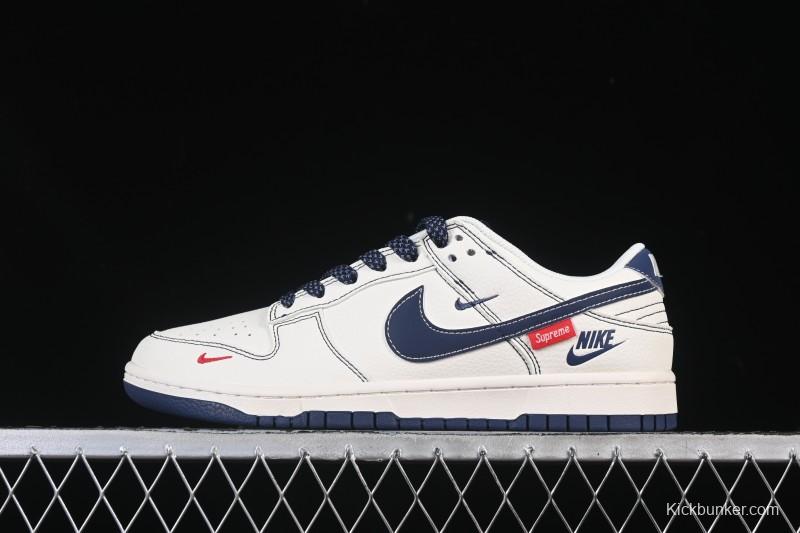 Nike SB Dunk Low Supreme Collaboration Light Blue Swoosh Low-Top Casual Skate Shoes - HH7518-083