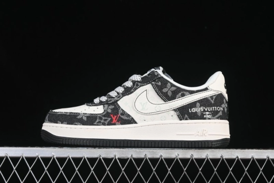 Nike Air Force 1 '07 Low LV Collaboration Denim Beige Black Stitching Casual Sneakers - MZ9588-815