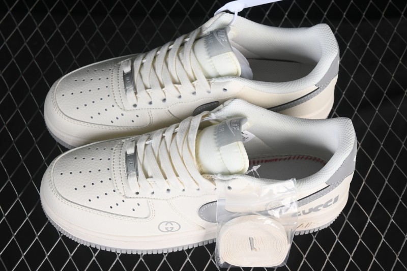 Nike Air Force 1 '07 Low Gucci Collaboration Ghost Face Beige Gray Casual Sneakers - QW5836-024