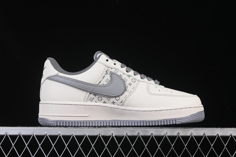 Nike Air Force 1 '07 Low LV Collaboration Printed Beige Swoosh Casual Low-Top Sneakers - HH7518-079
