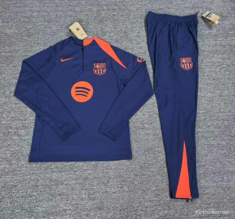 Player Version 25/26 Kids Barcelona Royal Blue T90 Half Zipper Jacket+Long Pants