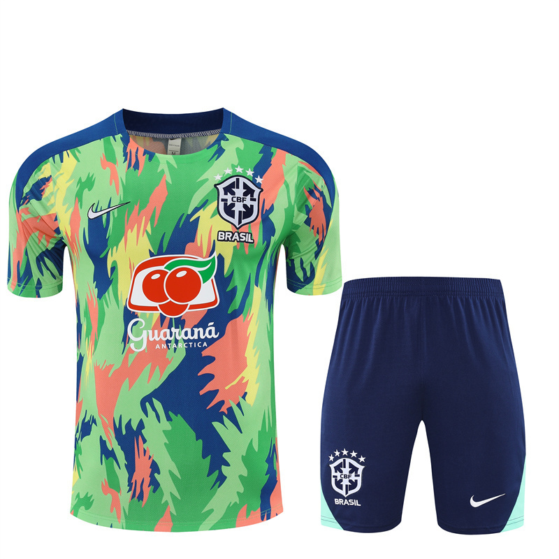 25/26 Brazil Blue Green Camouflage with XS Short Sleeve+Soccer Shorts