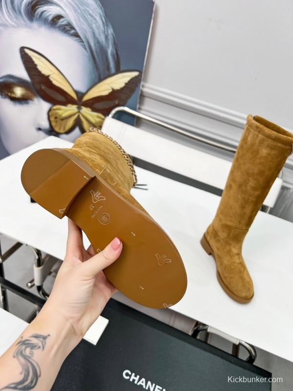 Chanel 2025/SS Quilted Leather Chain Four-Leaf Clover CC Flat Ankle Boots - LY00510