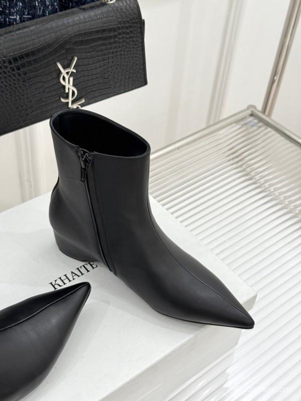 Khaite Retro Pointed Toe Height Increasing Ankle Boots - KFY00390
