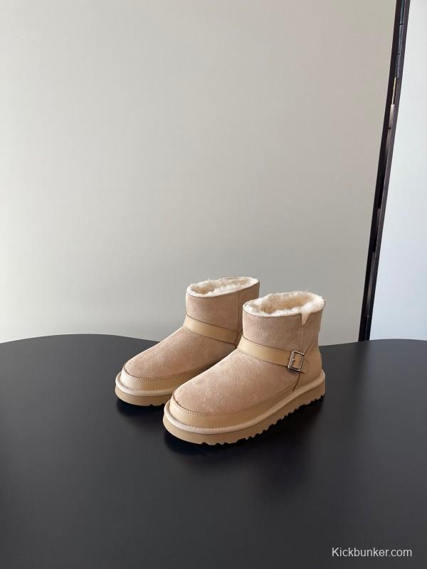 UGG 4512 Latest Buckle Flat Sole Premium Wool Anti-Slip Snow Boots - AS00290