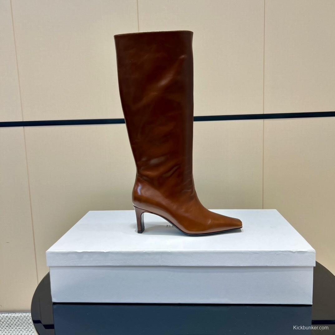 Khaite 2025 SS Square Toe Slip-On High Boots - KFY00490