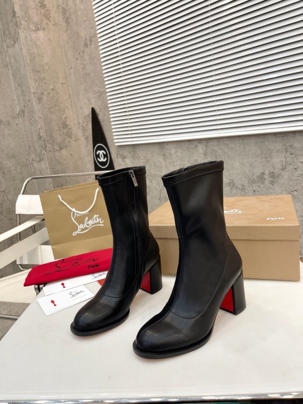 Christian Louboutin 2025/SS Chunky Heel Stretch Ankle Boots - LY00300