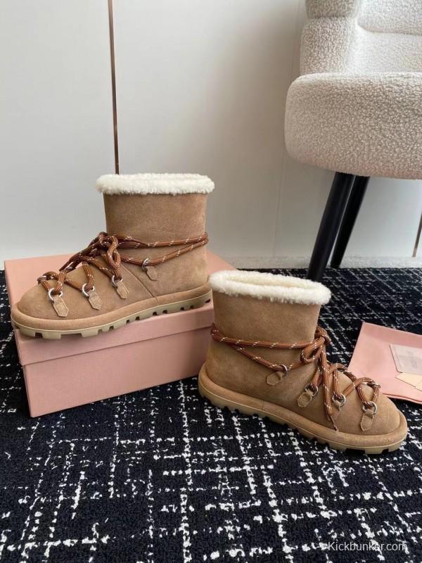 Miu Miu 2025 SS Lace-Up Snow Boots - AS00310