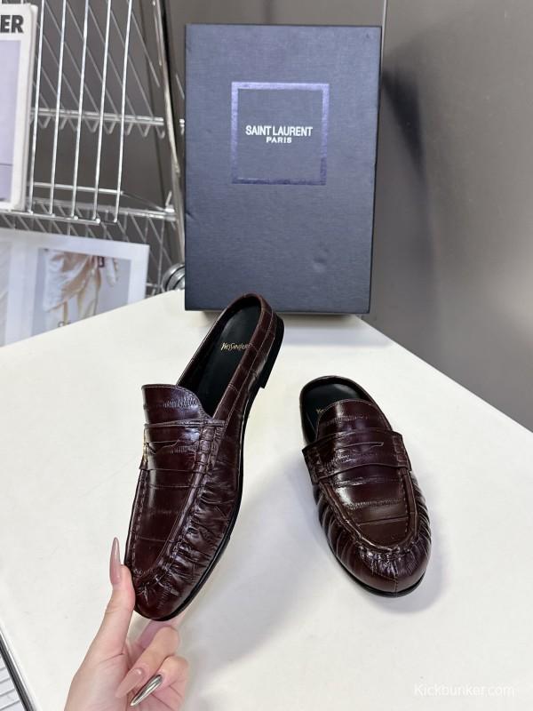 Saint Laurent 2025 SS Classic Loafer Mule Flats - KFY00320