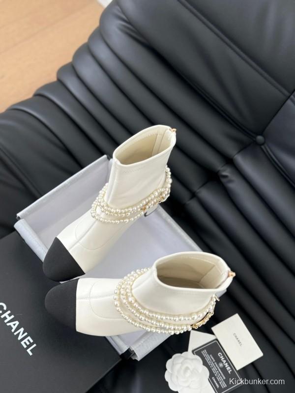 Chanel 2025/SS Haute Couture Pearl Collection Mary Jane Ankle Boots - LY00360